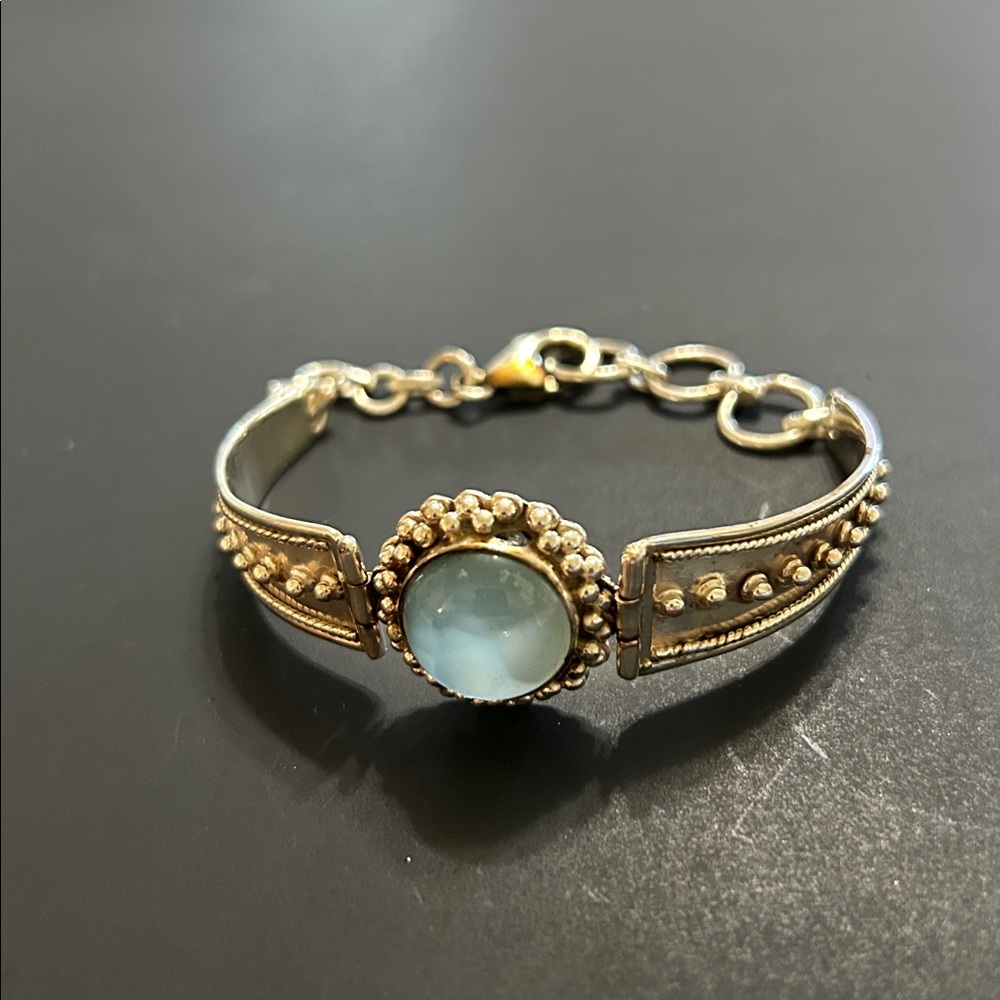 Silpada Sterling Silver with Blue Gem Stone Bracelet Vintage